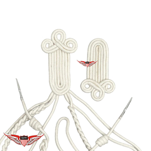 Aiguillette blanche torsadée avec cordons d'épaule et pointe argentée métallique - Product Image 2