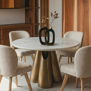 Metal bases Dining tables ,Luxury Spacesave Dining Tables, Luxury Dining Table With <b>Marble</b> <b>Top</b> Spacesave Dining table Round <b>Top</b> - Product Image 6