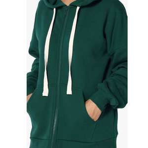 Sudadera con Capucha Corta Bordada al por Mayor con Forro y Cierre de Cordón Sólido para Mujer, Estilo Otoño-Invierno - Product Image 3