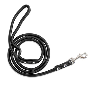 Laisse pour chien en cuir de qualité supérieure, fabriquée en usine avec des décorations rivetées, faible MOQ, pour usage extérieur, en vente. - Product Image 3
