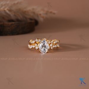 1.50 CT Oval Lab Grown Diamond Solid Gold Ring <b>Set</b> Cluster Engagement Ring Bridal Fine <b>Jewellery</b> Custom Made Anniversary Party - Product Image 1