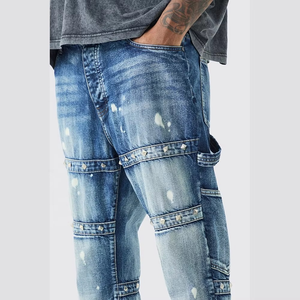 Jean Skinny Homme en Denim Extensible Déchiré Personnalisé, Taille Mi-Haute, Style Évasé, Nouveau Design Tendance, Vente Chaude en Gros - Product Image 2