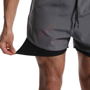 Trending Streetwear Double <b>Layer</b> Style Shorts Men Custom Solid Colors New Design <b>Mid</b> Waist Quarter Shorts - Product Image 6