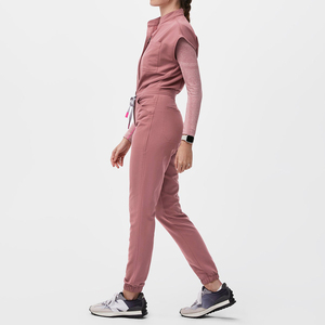 Ensemble de blouses et pantalons bleu marine en polyester/coton pour femmes, avec pantalon à cordon de serrage et haut à manches courtes, thermocollage sans couture pour détection par radiofréquence, idéal pour usage hospitalier - Product Image 6