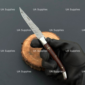Classic French Laguiole Style Professional Hunting Clip Point Damascus Steel Pocket Knife Handmade Folding Rosewood Handle 0.5mm - Product Image 2