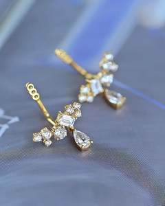 Moissanite Multi Shapes Cut <b>Stud</b> Earrings Gold Plated Rhodium with 925 <b>Silver</b> Engagement for Women's Gift For Wedding Party - Product Image 2