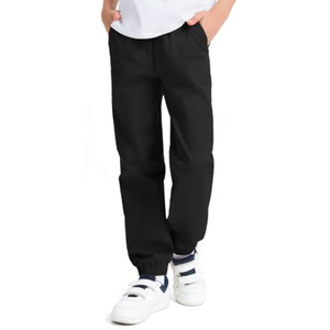 Pantalones Deportivos de Algodón y Spandex Color Caqui para Niños, con Puños Elásticos, Uniformes Escolares - Product Image 3