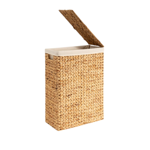 Eco-friendly Water Hyacinth Laundry <b>Hamper</b> with Lid Woven Basket for <b>Storage</b> for Bedroom, Bathroom, and Laundry Room - Product Image 1