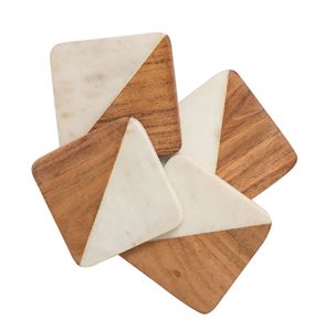 Juego de Posavasos Hexagonales de Lujo en Mármol y Madera |   Posavasos de Piedra Estilo Nórdico con Logotipo Personalizado |   Decoración del Hogar Moderna y Minimalista - Product Image 2