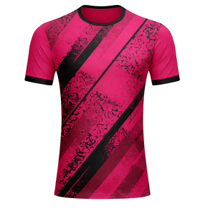Camiseta de Fútbol Personalizada para Hombre, Rayas Rosa y Negras, Impresión Sublimada, Absorbe la Humedad, Manga Corta, Cuello Redondo, Ropa Deportiva para Adultos - Product Image 3