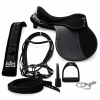 Ensemble de selle d'équitation d'endurance |   Selle de cheval synthétique anglaise avec bride, sangle et étriers pour l'équitation sur sentier et longue distance
