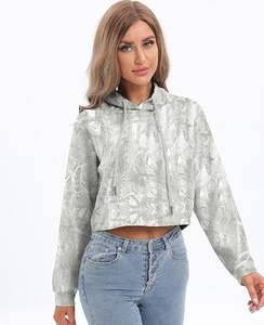 Sudadera Corta para Mujer, Color Sólido, Estilo Casual con Capucha, para Marcas de Boutique (OEM) - Product Image 3