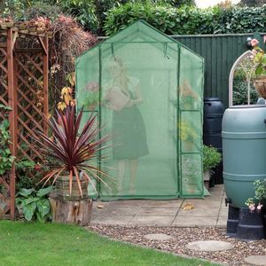 Serra da Giardino in Tessuto PE con 8 Tubi in Ferro Nero, Struttura a Torre, Porta Avvolgibile con Cerniera, 143x143x195cm (Modello 5469) - Product Image 4