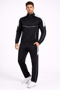 Ensemble de survêtement sportif noir haut de gamme pour homme avec empiècements contrastés, conçu pour la performance, le confort et un style athlétique moderne - Product Image 4