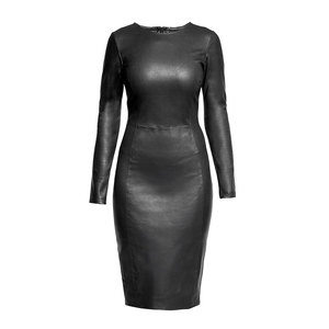 Vestido de cuero genuino vintage de alta calidad para mujer, tendencia de invierno, en venta al por mayor. - Product Image 5
