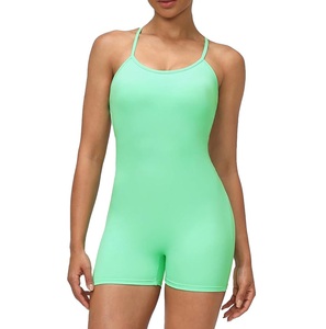 Solid Color Women Clothing Bra Yoga Jumpsuits Woman Nylon Spandex Blend <b>One</b> Piece Bodysuit Sleeveless Breathable Jumpsuits - Product Image 1