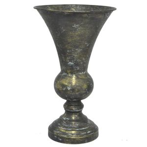 Vase rustique de luxe en fer finition laiton - Pot de fleurs sur piédestal fait main pour la décoration de salon de ferme moderne et la décoration de table de mariage - Product Image 1