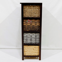 Lemari Anyaman Seagrass & Water Hyacinth Buatan Tangan, Rak Sudut Anyaman Ramah Lingkungan untuk Dekorasi Rumah Vietnam Artex Dong Thap HG1054A-BR