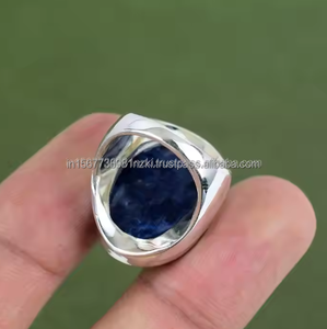 Bague en argent sterling 925 de style vintage de haute qualité à la main bague de sodalite en pierres précieuses pour cadeau de fiançailles de fête de mariage - Product Image 3