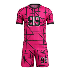 Uniforme de Fútbol Americano Personalizado 100% Poliéster Sublimado, Conjunto de Camiseta y Pantalones Cortos Rosa, Tallas Grandes, Unisex, Transpirable, Antibacterial, Protección UV - Product Image 6
