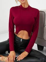Women's V-Neck <b>Crop</b> <b>Top</b> Short Sleeve Letter Print Slim Fit Casual T-Shirt <b>Red</b> - Product Image 4