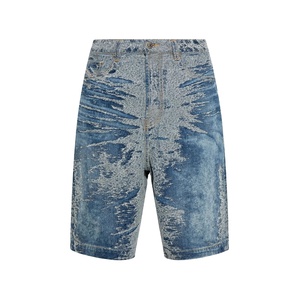 Short pour homme en denim délavé à l'acide avec texture abstraite Short pour homme Streetwear mode avec option logo Fabricant de jeans OEM - Product Image 1