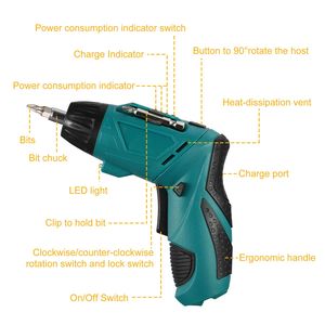 4.8V <b>Cordless</b> Electric <b>Screwdriver</b> Set Rechargeable <b>Drill</b> Driver with 45 <b>Drill</b> Bits and Carrying Case - Product Image 4