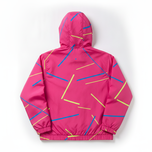 Custom Retro <b>Pink</b> Neon Geometric Print Hooded Windbreaker <b>Jacket</b> Men Women Lightweight <b>Waterproof</b> Outdoor Streetwear Tracksuit - Product Image 3