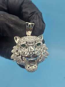 Joyería Hip Hop, Colgante de Cabeza de León de Plata de Ley 925, Colgante con Incrustaciones de Diamantes, Colgante Personalizado con Moissanita VVS, Colgante Estilo Rapper - Product Image 3