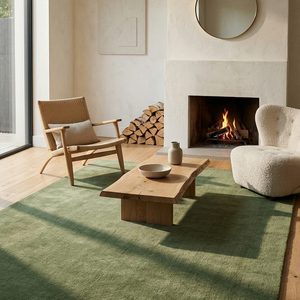 Alfombra Moderna Geométrica Sólida de Color Verde Salvia Claro, Hecha a Mano, Antideslizante, Elegante y Minimalista, de Lana, para Sala de Estar o Dormitorio - Product Image 4