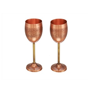 Gobelets à vin modernes en cuivre et laiton poli avec design martelé, sans plomb, capacité de 200 ml/8 oz pour vin/whisky/bière - Product Image 3