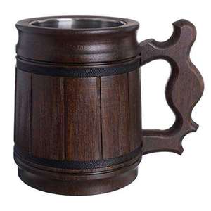 Jarra de cerveza rústica de madera con tapa para bar en casa, taza ecológica estilo vikingo, taza de café vintage, jarra de cerveza, taza de regalo, artículos para beber - Product Image 5