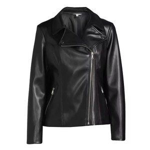 Loose Fitted Oversized <b>Jackets</b> With <b>Sheepskin</b> PU Leather Made High Quality Women's Motorcycle Leather <b>Jackets</b> For Adults Girls - Product Image 3