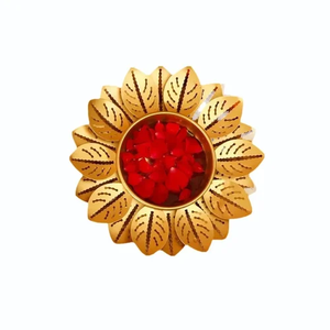 Bol décoratif en métal doré de haute qualité avec motif Diya pour fleurs flottantes, décoration de table pour Diwali et cadeau de mariage - Product Image 1