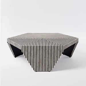 Table d'appoint unique en os incrusté, meuble mosaïque artisanal pour une décoration élégante de chambre et de salon - Product Image 5