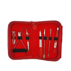 Kit de soins des ongles rouge avec outils en acier inoxydable, ensemble de manucure portable pour adultes, emballage en sac de style classique - Product Image 3