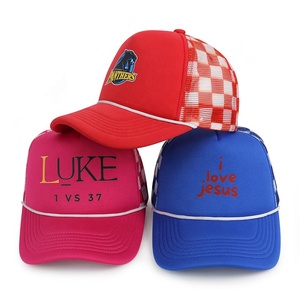5 Panel Instock Custom logo Women <b>Men</b> Outdoor Sports <b>Cap</b> Rope Foam Mesh Checkered <b>Trucker</b> Hat - Product Image 6