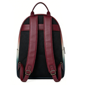 Women's Designer Brand Portable Waterproof PU Leather Laptop <b>Backpack</b> Set Gradient Embossed Letter with Wallet Zipper Closure - Product Image 4