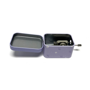 Purple Rectangle Tin <b>Box</b> Music Wind Up <b>Metal</b> Storage Case Sliding Lid Tinplate Container for Pills Mints Gifts - Product Image 2