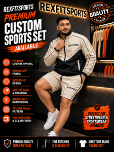 REXFIT SPORTS 2026 Ensemble veste et short en nylon crème et noir pour homme, personnalisé, avec fermeture éclair intégrale, style color block, vêtements de sport, marque privée - Product Image 1