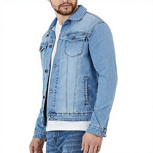 Veste en jean délavé ample pour homme, style vintage Y2K, avec boutons, streetwear d'hiver, patchwork, imprimé rayé et cachemire, fabriquée sur mesure - Product Image 1