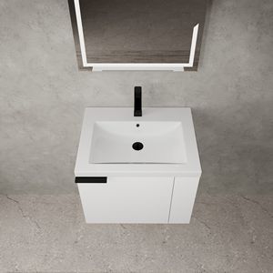Mobile Bagno Moderno da 24 Pollici con Lavabo Integrato, Set Mobiletto Bagno Bianco con Ampio Spazio per Bagni Piccoli - Product Image 4