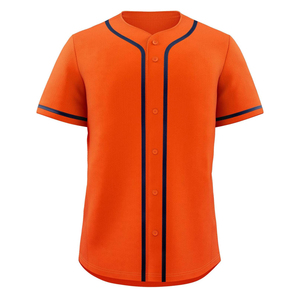 Orange Baseball Jersey <b>Short</b> Sleeve Button Front Adult Breathable Polyester Solid Color Regular Fit All Seasons Apparel - Product Image 5