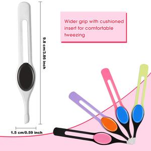 Ensemble de pinces à sourcils courbées en acier inoxydable sans soudure, étui en PU, pointes inclinées, pinces de précision durables, classiques - Product Image 6