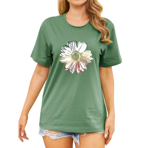 T-shirts pour femmes, décontractés, à manches courtes, col en V, grande taille, écologiques, logo personnalisé, polyester, haute qualité, dernier design, OEM - Product Image 1