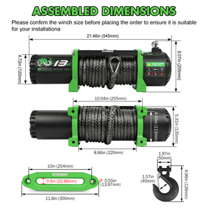Treuil électrique 13 000lb 12V vert Hawse chaumard à câble pour camion SUV Jeep treuil de remorque de voiture treuil à distance sans fil - Product Image 4