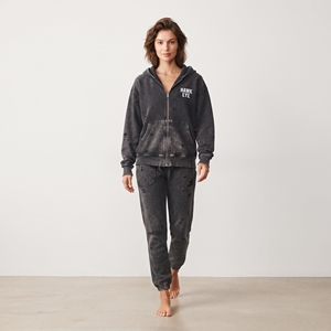 Conjunto Deportivo para Mujer con Efecto Desgastado, Sudadera con Cremallera y Pantalones Deportivos de Algodón, Estilo Vintage, Ropa Deportiva Informal, Logotipos Personalizados - Product Image 6