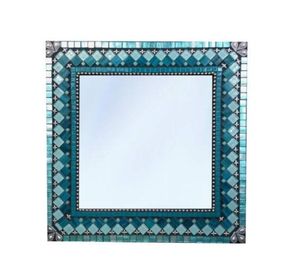 White Resin Mosaic <b>Mirror</b> Frame Rectangle <b>Wall</b> Hanging Vanity Decor Bathroom Bedroom Living Room Abstract Pattern Art Display - Product Image 2