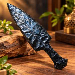 Daga de Obsidiana Negra Hecha a Mano de 10 Pulgadas |   Cuchillo de Cristal Antiguo, Decorativo, Coleccionable y Regalo Espiritual - Product Image 3