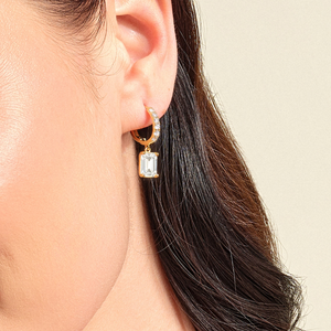 2.68 CT Brilliant Cut Lab Grown Diamond Rhodium Plated 14K Yellow Gold Huggie Hoop Dangle Earrings Bridal Statement Jewelry Gift - Product Image 4